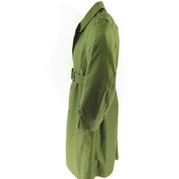 Vintage 50s US Army 107 Coat Overcoat S Short Green Liner Military Korea Belted - Picture 3 of 12